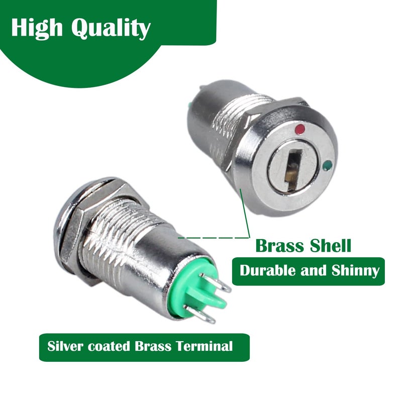 DMWD 2Pcs 12mm ON Off Metal Key Lock Switches 2Pin 2Positions Lock Maintained Latching Key Switch Control Switch - Image 3